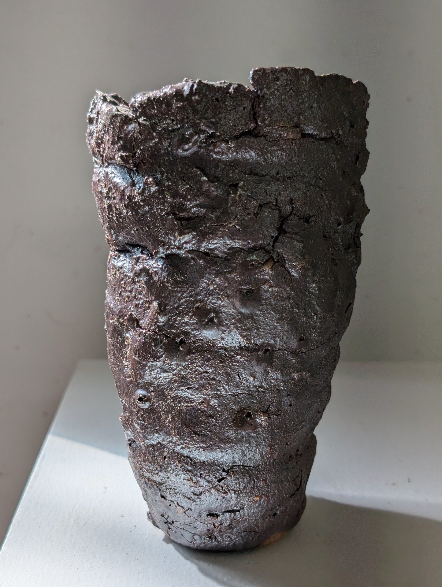 Piece 1706 – Salt-Fired Wild Clay Vessel with Metallic Sheen