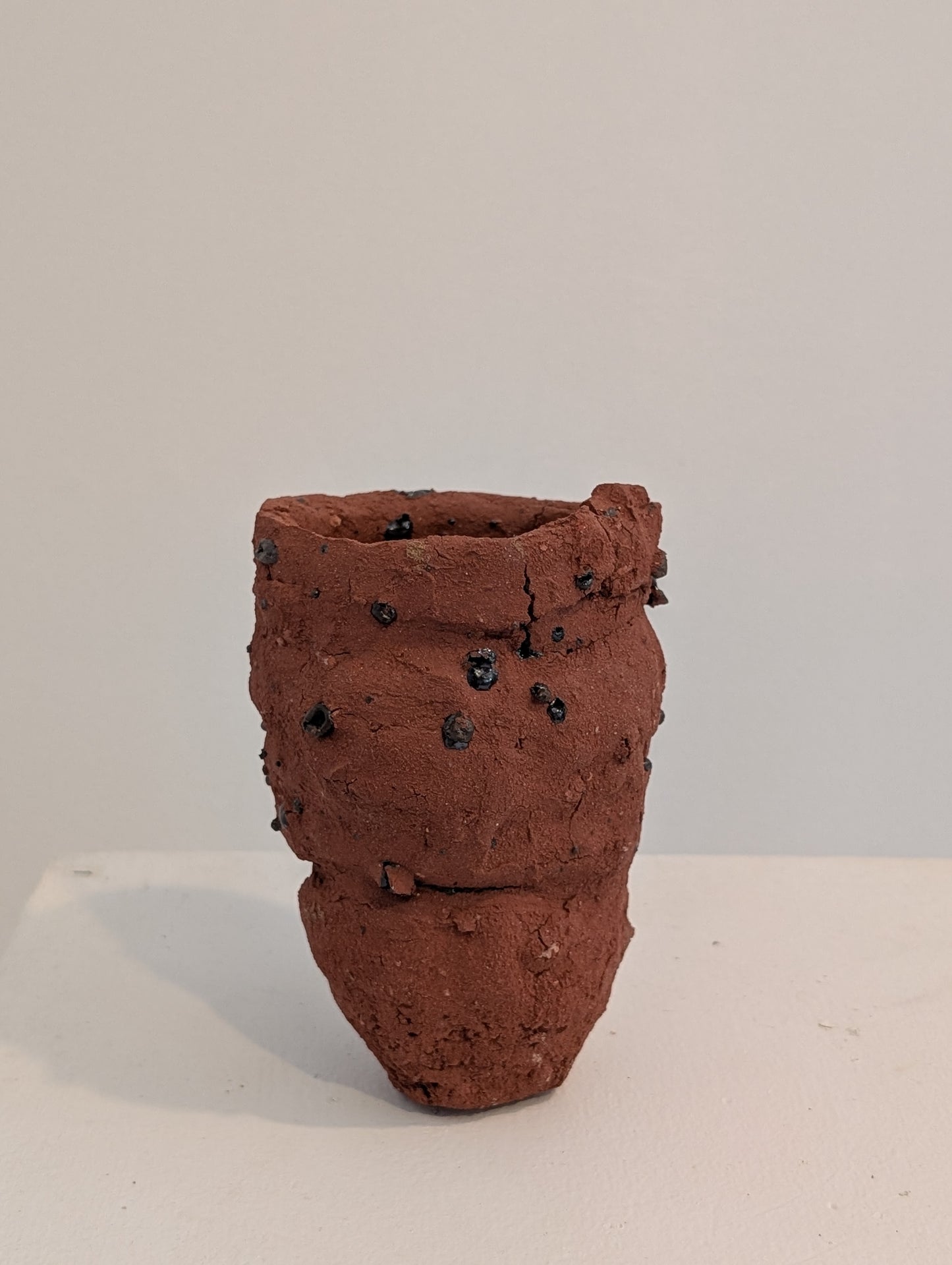 Piece 1703 – Textured Wild Clay Vessel with Lake Erie Inclusions