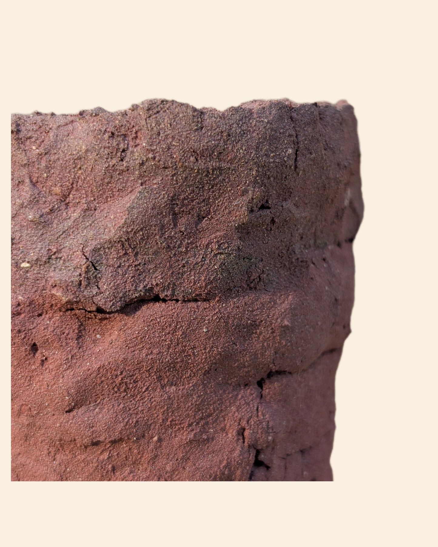 Piece 1,698 – Wild Red Clay Vessel with Weathered Rim