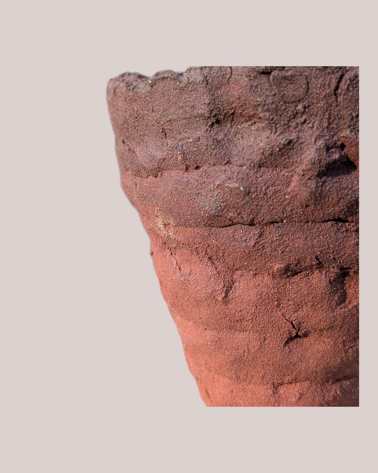 Piece 1,699 – Wild Red Clay Vessel with Layered Ridge Pattern