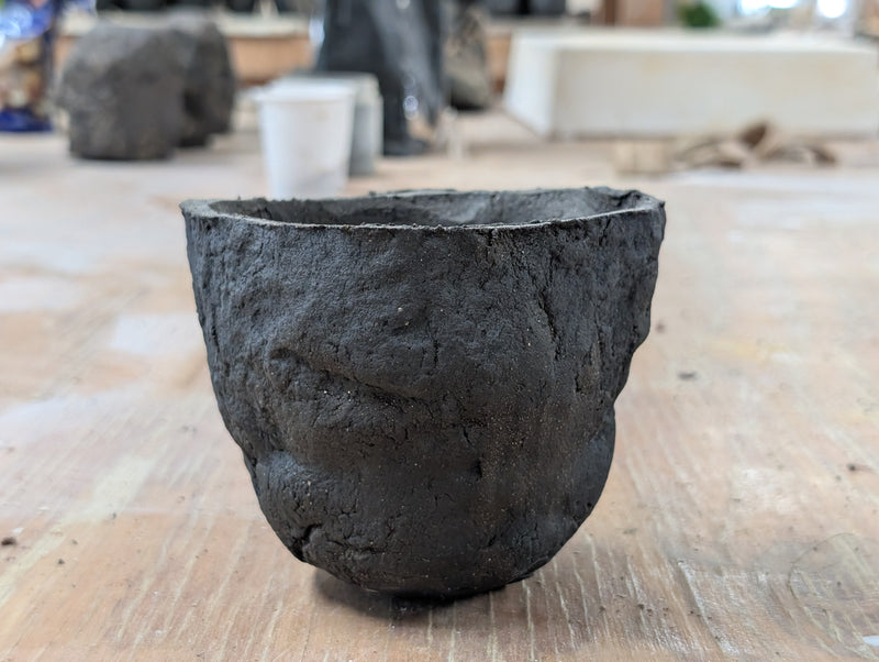 Ceramic Piece 1766: Black Claybody Vessel with Red Iron Oxide Coating