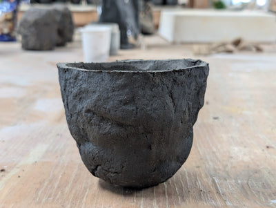 Ceramic Piece 1766: Black Claybody Vessel with Red Iron Oxide Coating