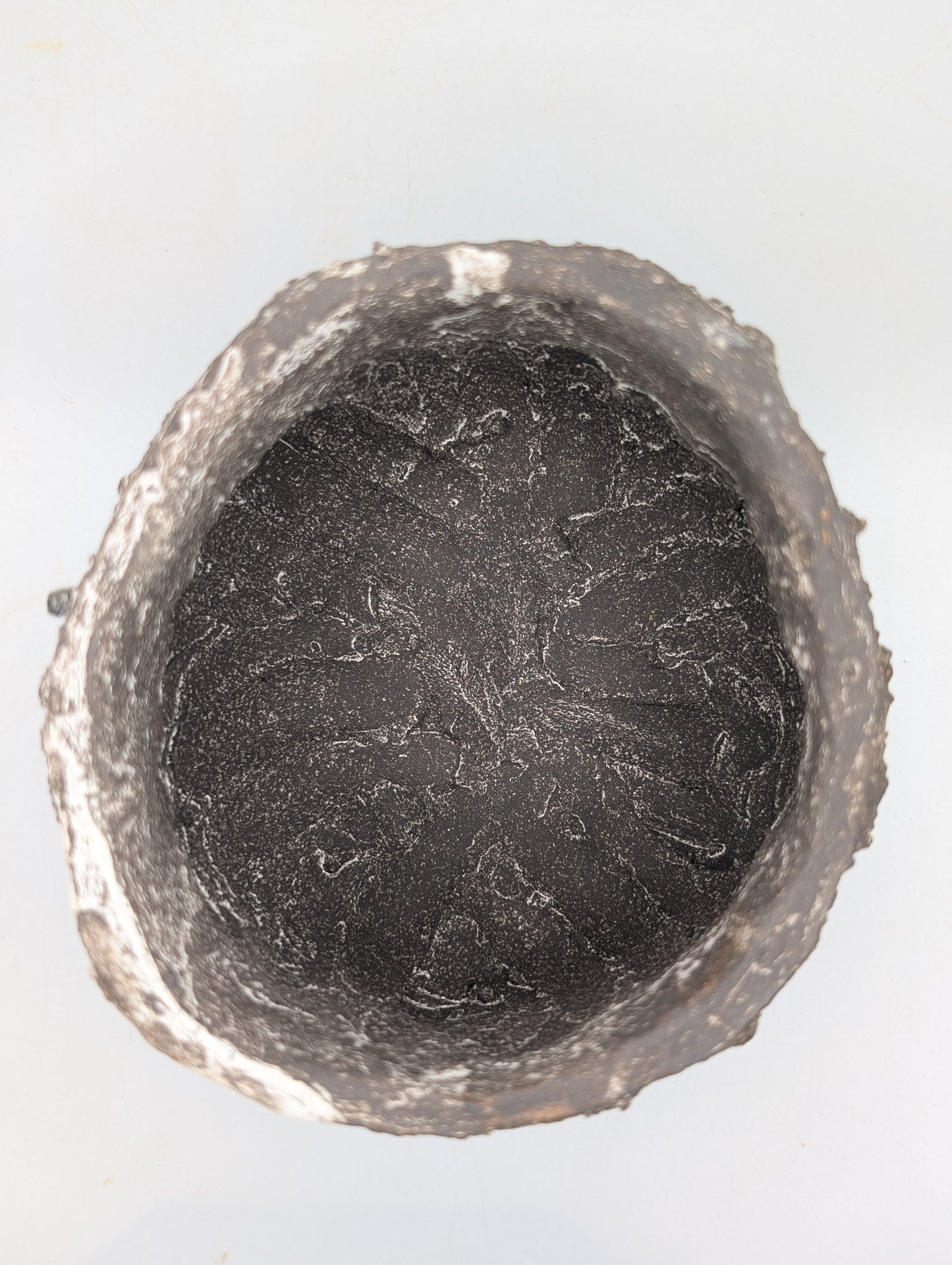 Ceramic Piece 1748: Handbuilt Black Clay Vessel – Glaze-Washed Sculptural Form with Mineral Texture