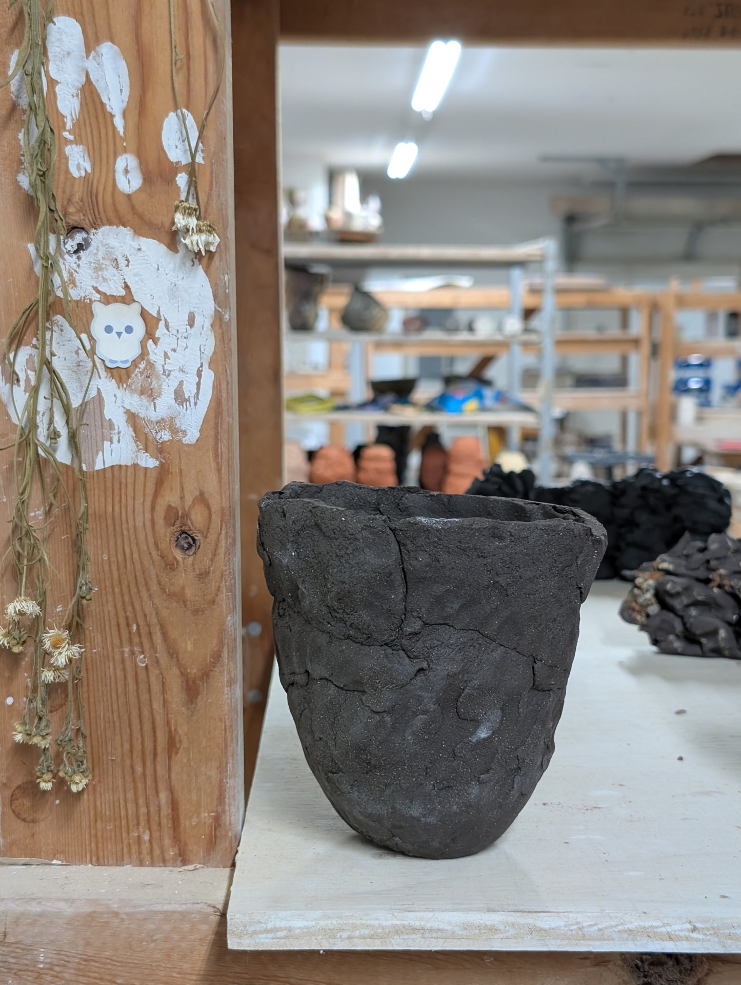 Handcrafted Black Stoneware Vessel – Wabi Sabi Organic Form: Ceramic Piece 1734
