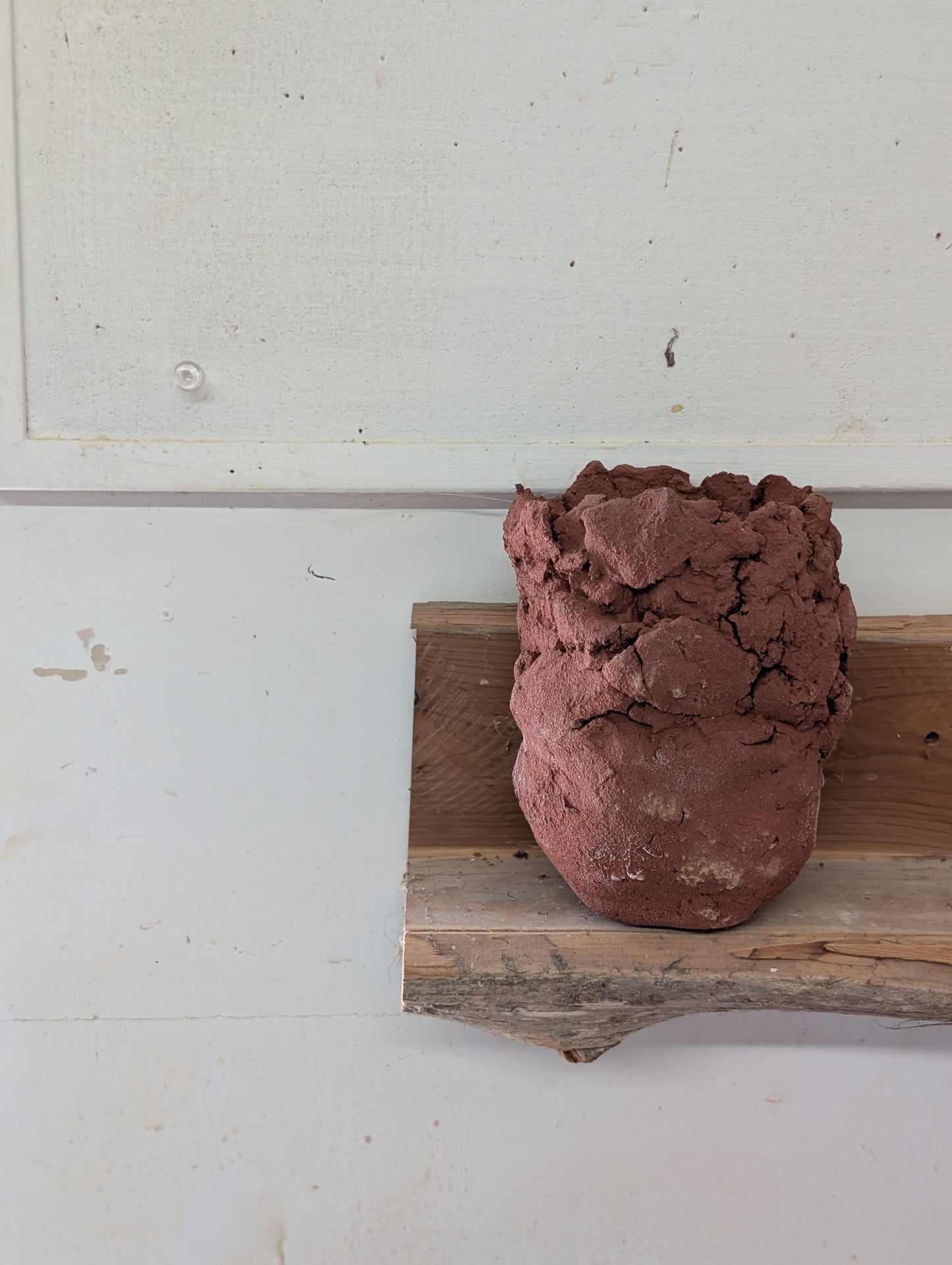 Ceramic Piece 1693 Wild Red Clay Sculptural Vessel – Primitive Decorative Pottery