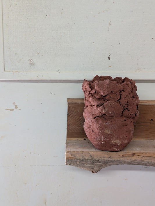 Ceramic Piece 1693 Wild Red Clay Sculptural Vessel – Primitive Decorative Pottery