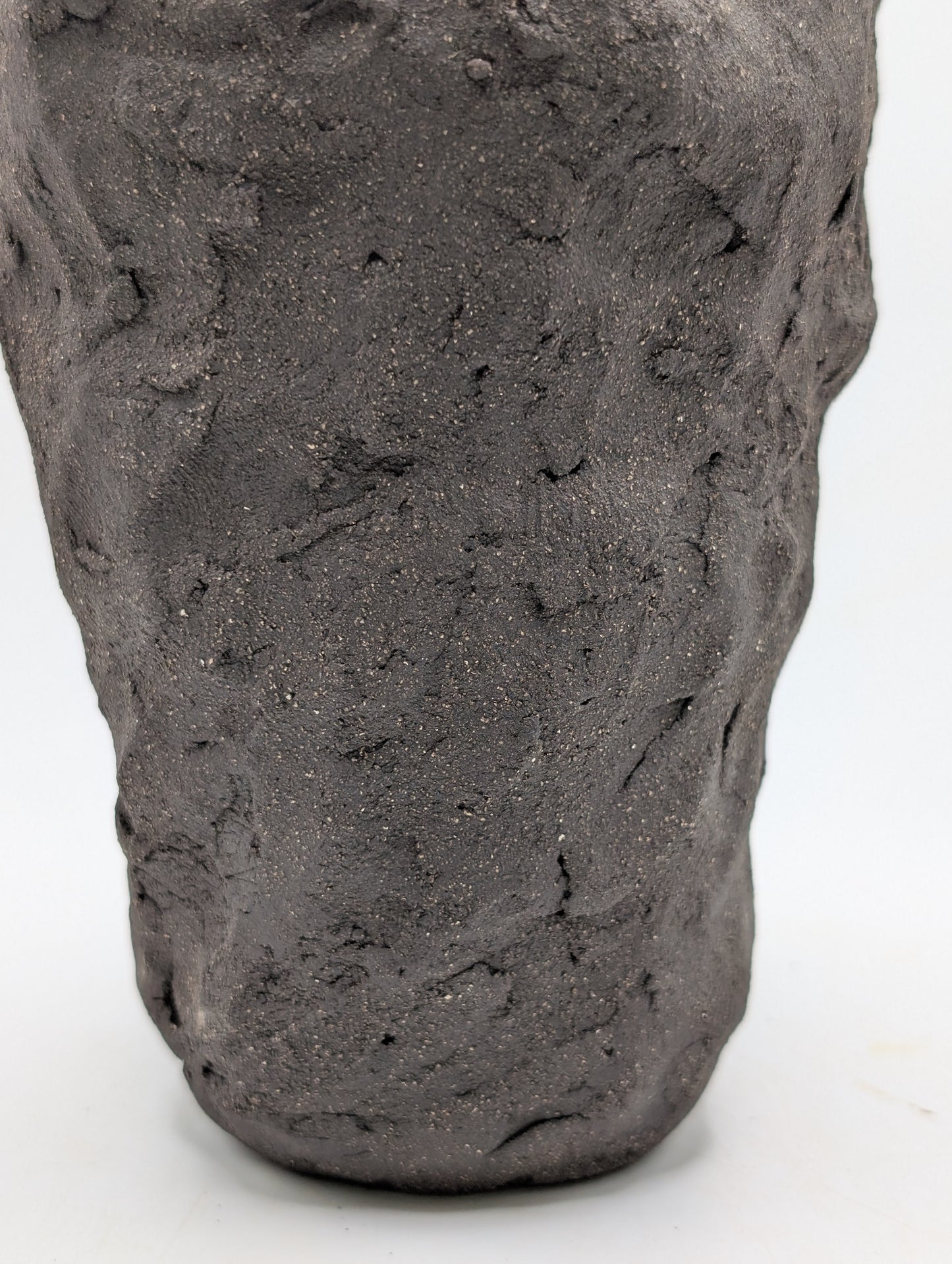 Sculptural Black Stoneware Vessel – Textured Organic Form: Ceramic Piece 1728
