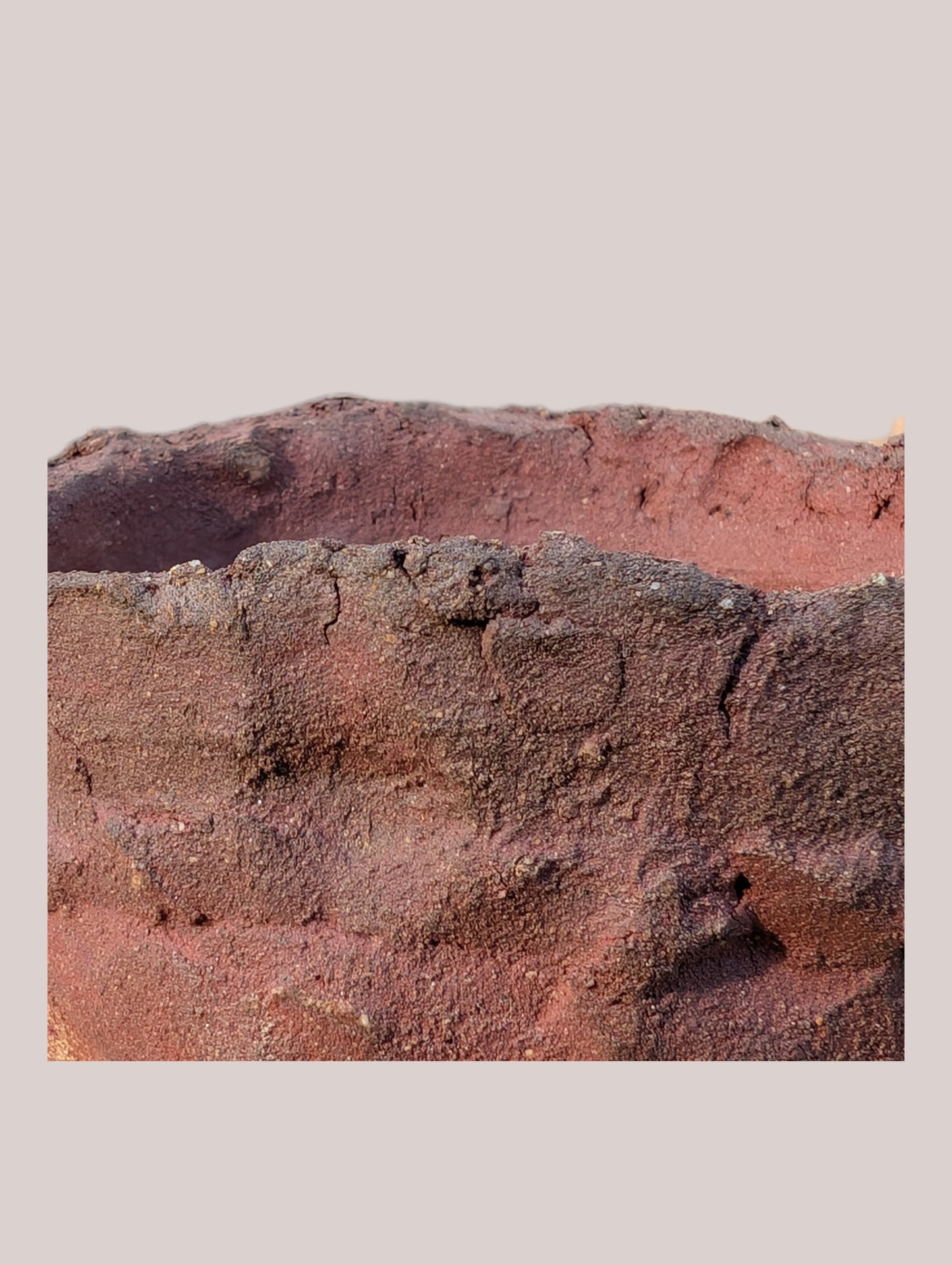 Piece 1,699 – Wild Red Clay Vessel with Layered Ridge Pattern