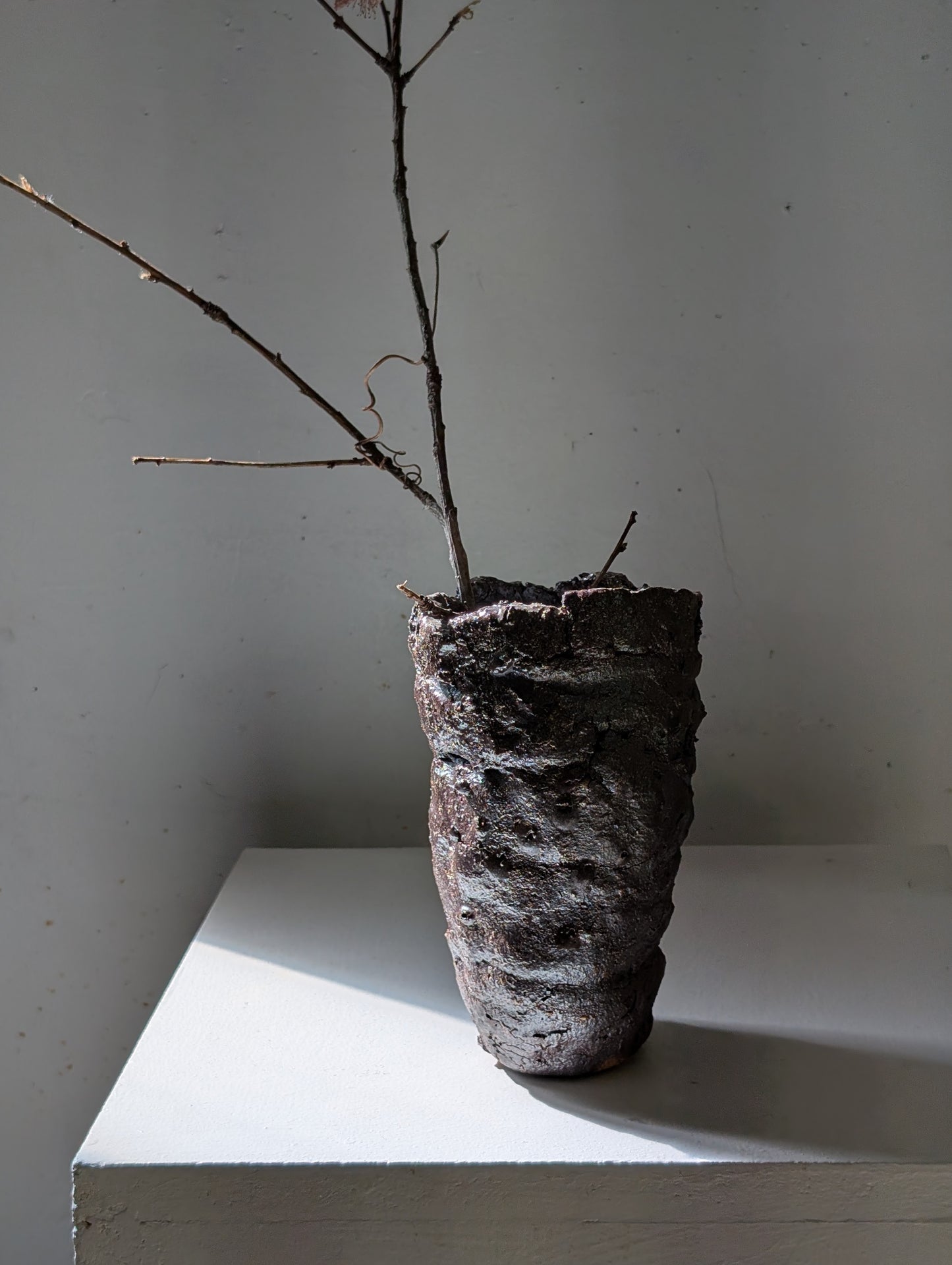 Piece 1706 – Salt-Fired Wild Clay Vessel with Metallic Sheen