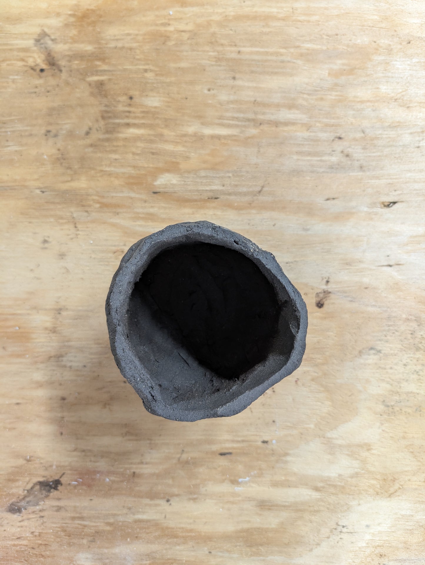 Ceramic Piece 1759 Groggy sculptural black clay body vessel