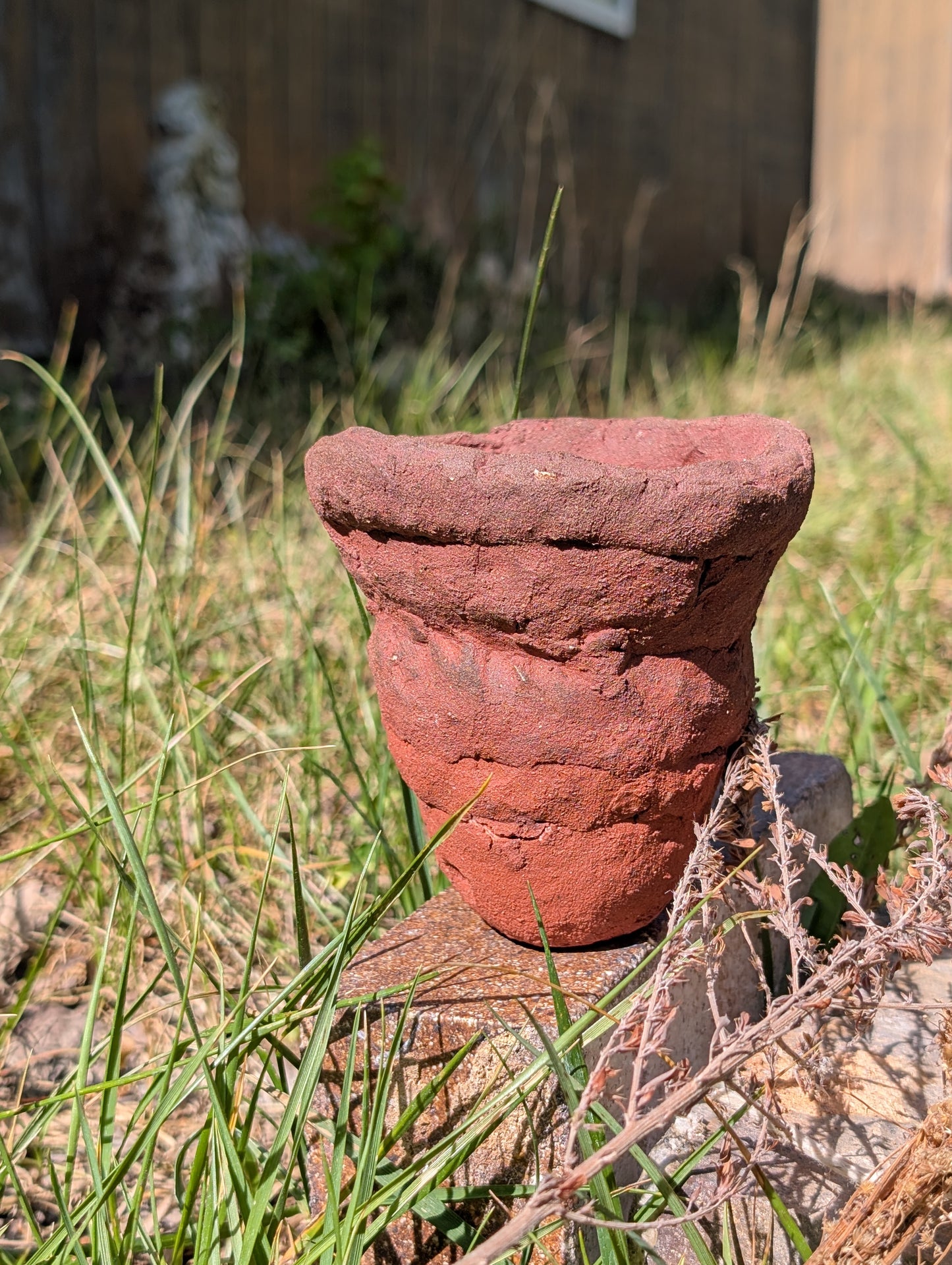 Pottery Piece 1701 – Wild Red Clay Coil Vessel (Unglazed, Cone 10)