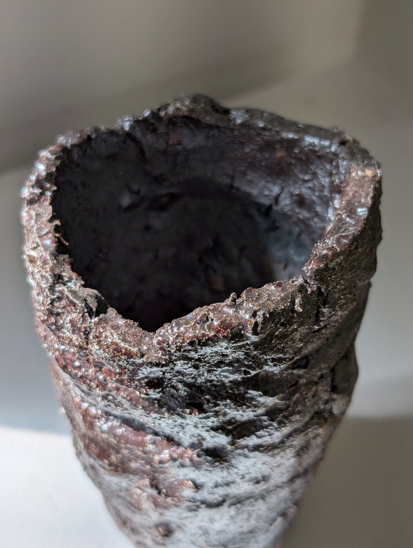 Piece 1706 – Salt-Fired Wild Clay Vessel with Metallic Sheen