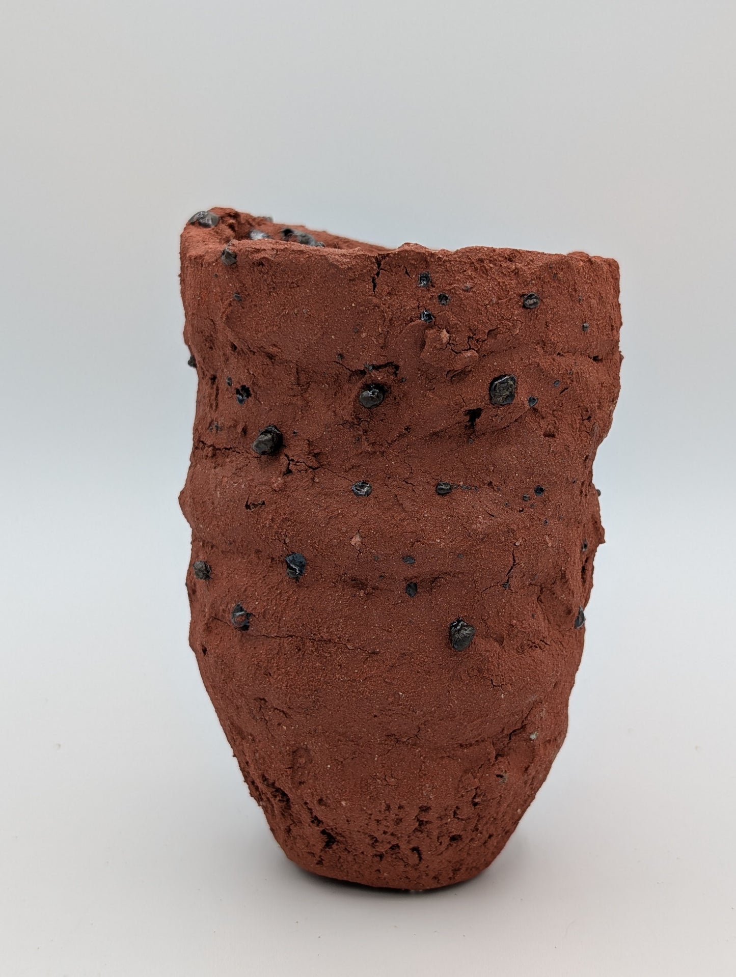 Piece 1702 – Wild Red Clay Vessel with Lake Erie Inclusions