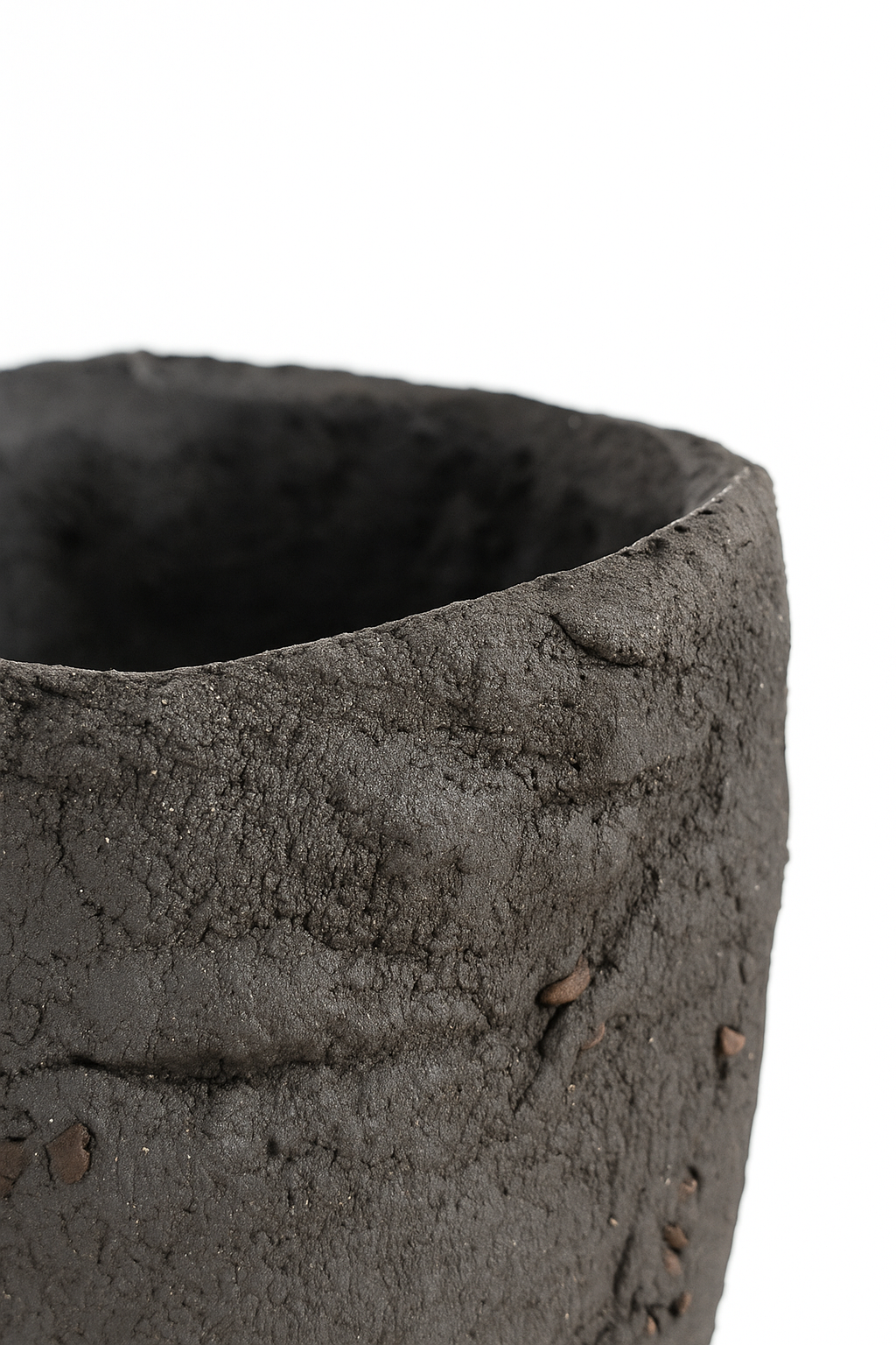 Handmade Black Stoneware Vessel | Primitive Sculptural Ceramic Form: Ceramic Piece 1739