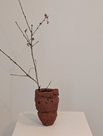 Piece 1703 – Textured Wild Clay Vessel with Lake Erie Inclusions