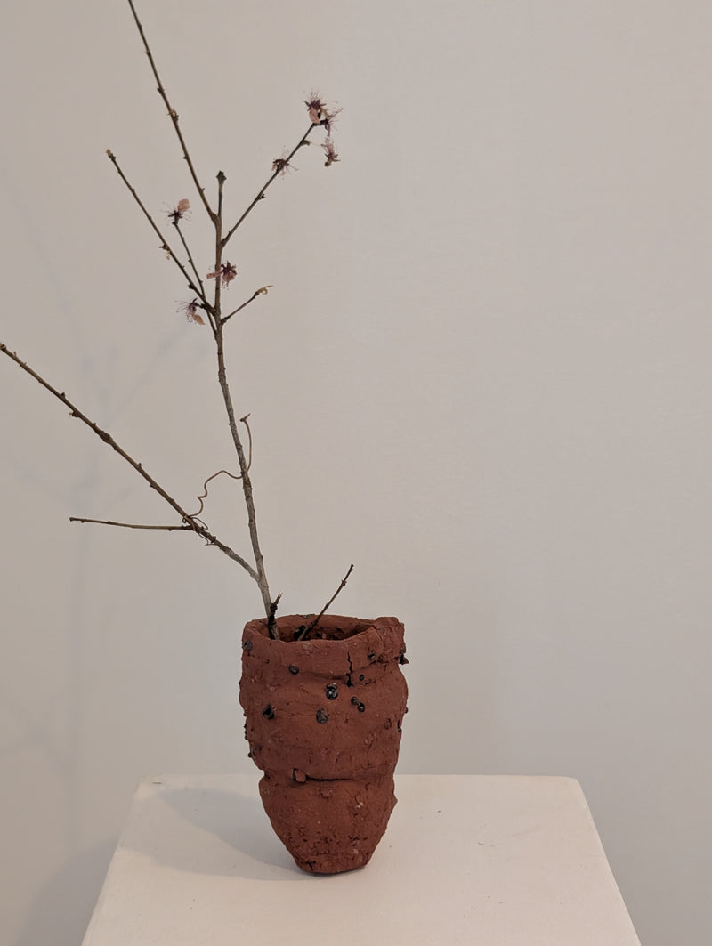 Piece 1703 – Textured Wild Clay Vessel with Lake Erie Inclusions