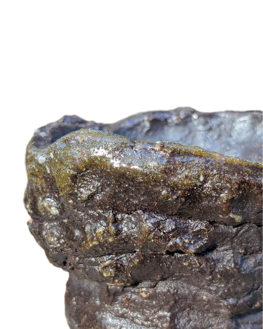 Piece 1,697 – Ash-Glazed Wild Clay Vessel with Metallic Crust