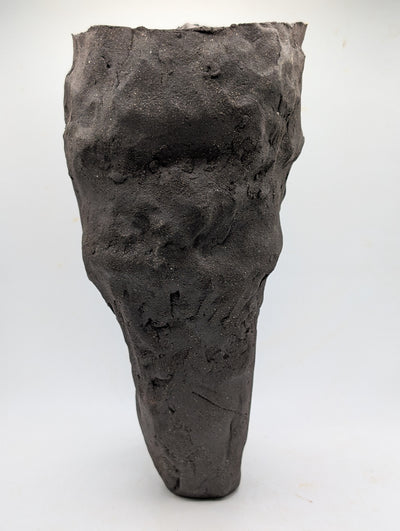Handcrafted Textured Black Stoneware Vase – Sculptural Form Piece 1727