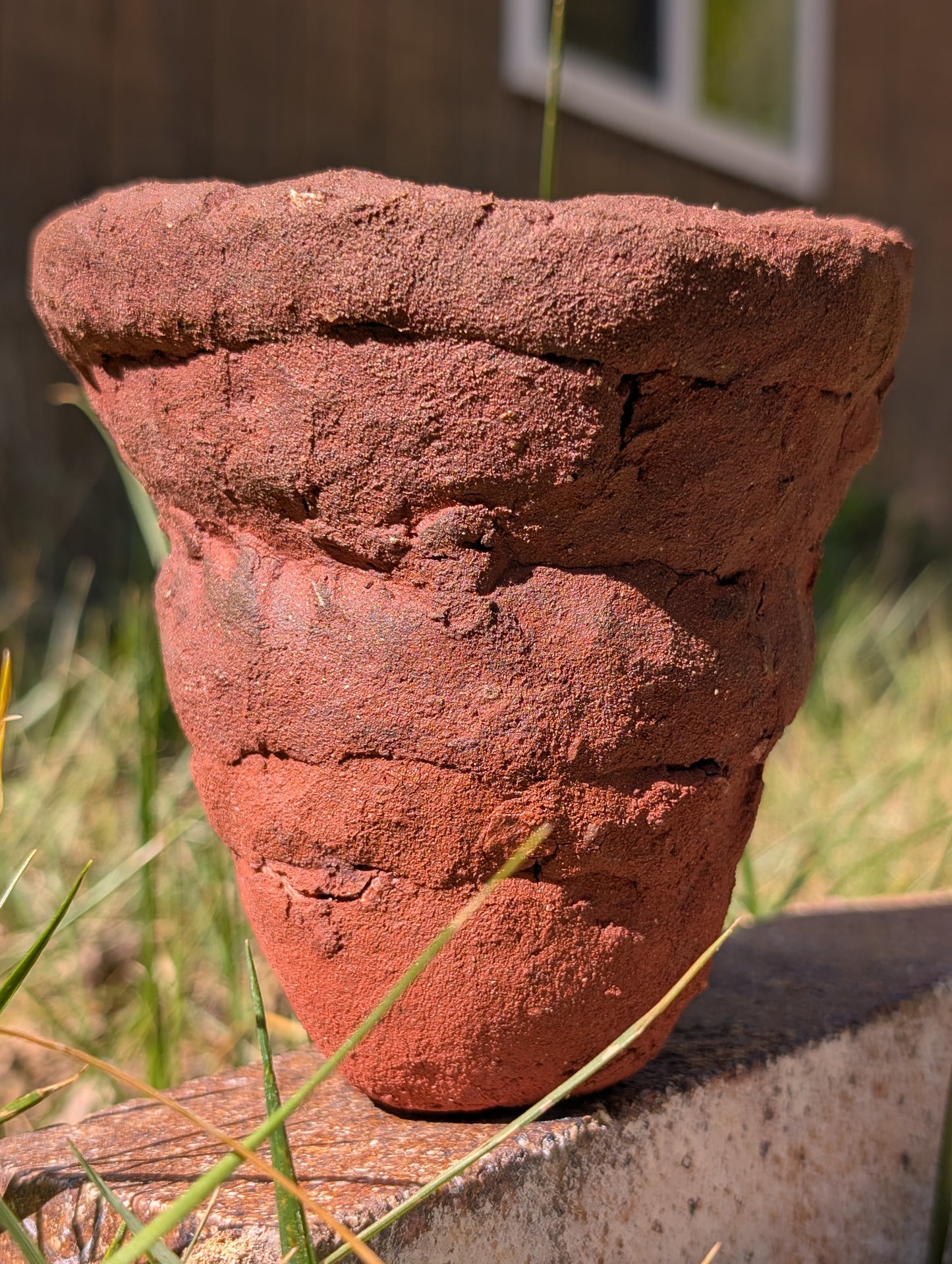 Pottery Piece 1701 – Wild Red Clay Coil Vessel (Unglazed, Cone 10)