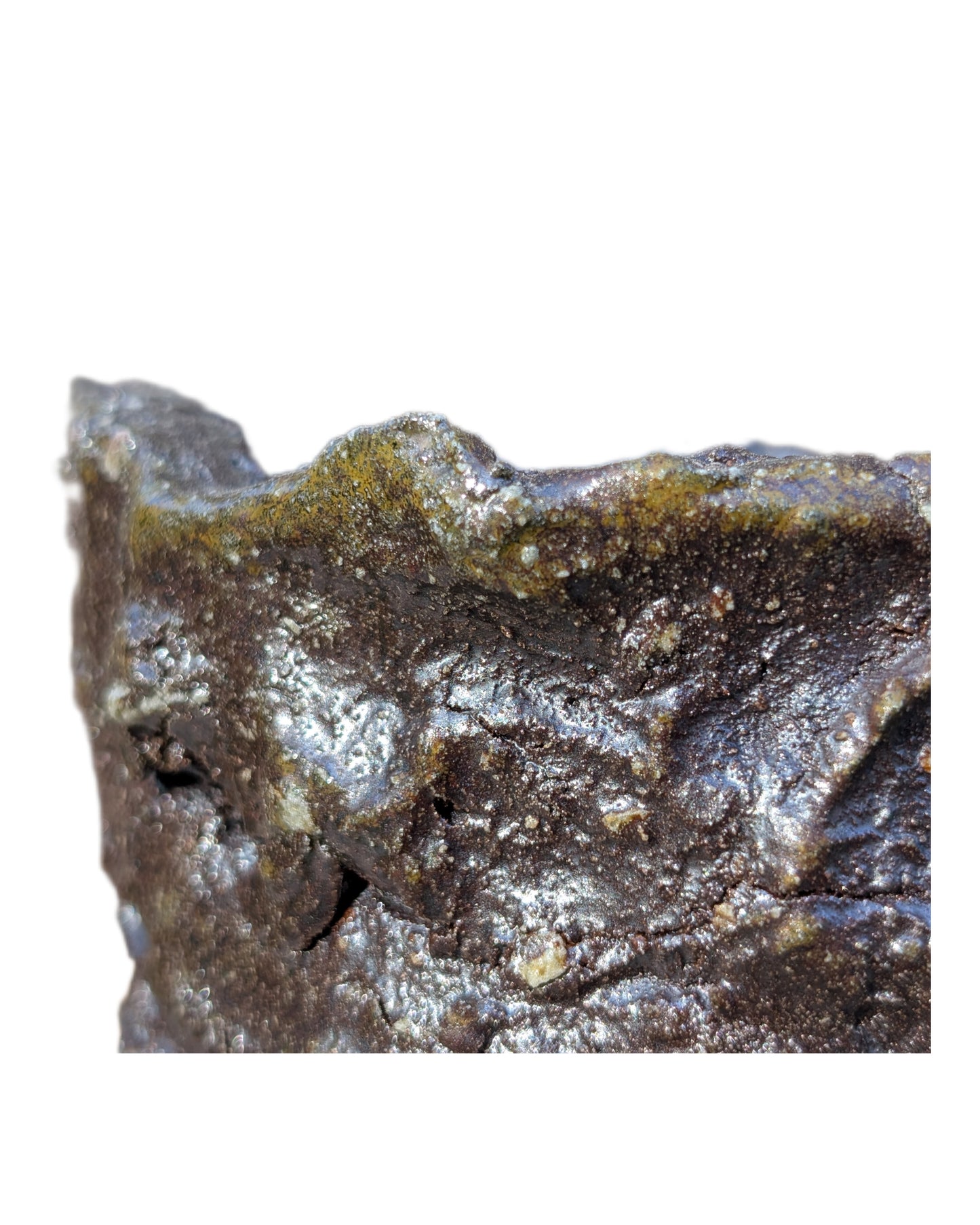 Piece 1,697 – Ash-Glazed Wild Clay Vessel with Metallic Crust