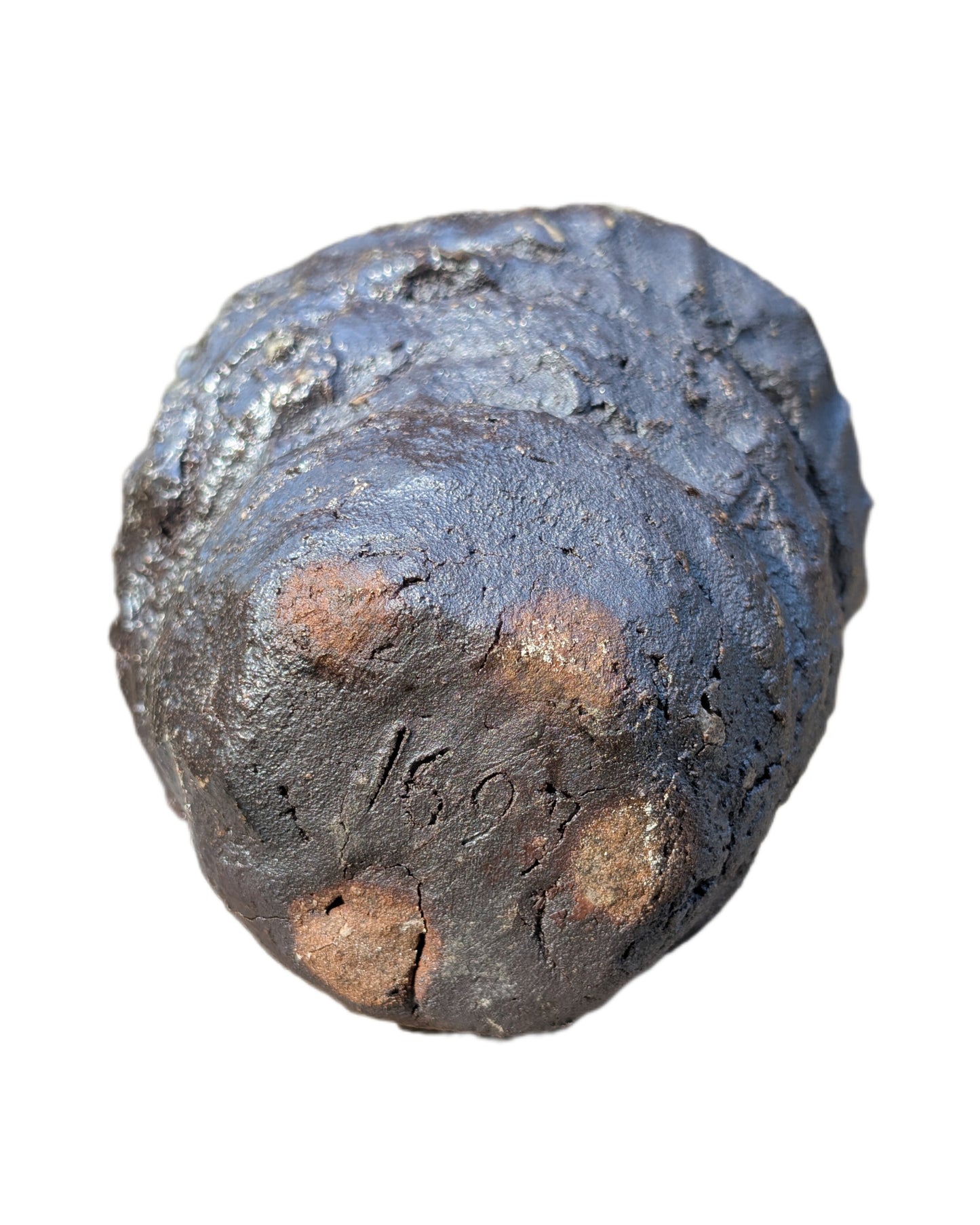 Piece 1,697 – Ash-Glazed Wild Clay Vessel with Metallic Crust